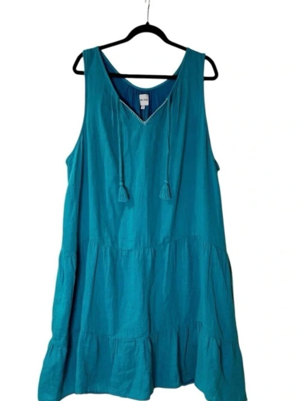 NIC+ZOE Double Gauze Tiered Dress, Aqua SURF, Size 2X